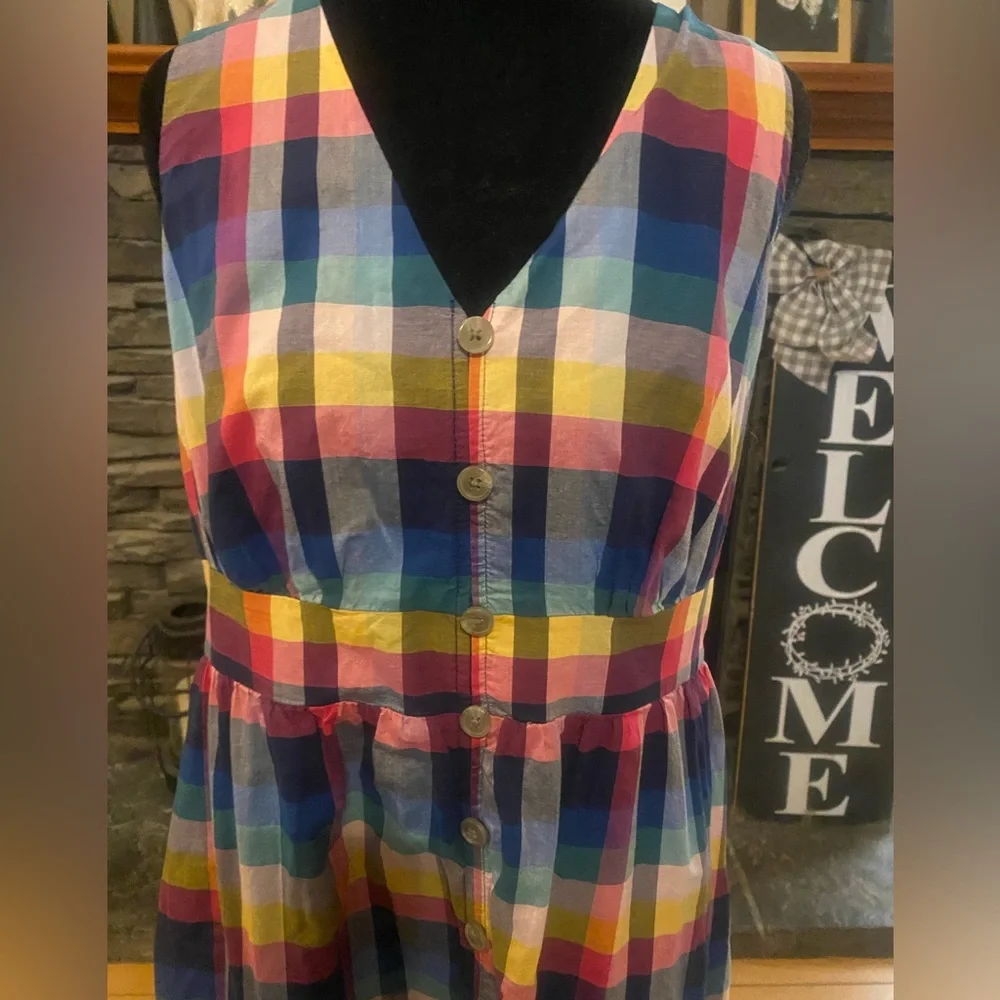J. Crew Plaid Midi Button Dress
